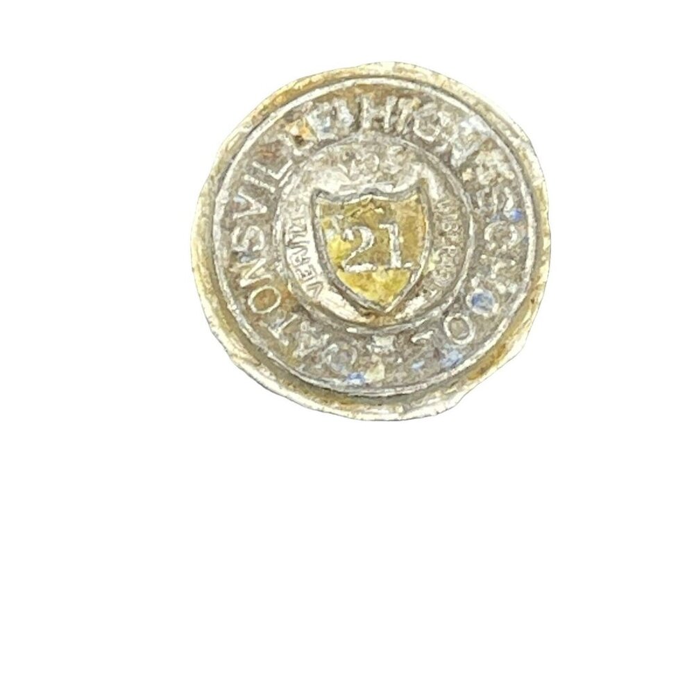 Catonsville High School Pin Medal Fob Charm Button Vintage 1940s Silver